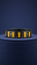 Textured Alloy Link Bracelet with Saffron Enamel