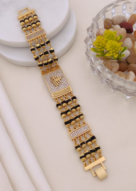 Men’s 4-Line Rudraksha Bracelet with Gold Finish