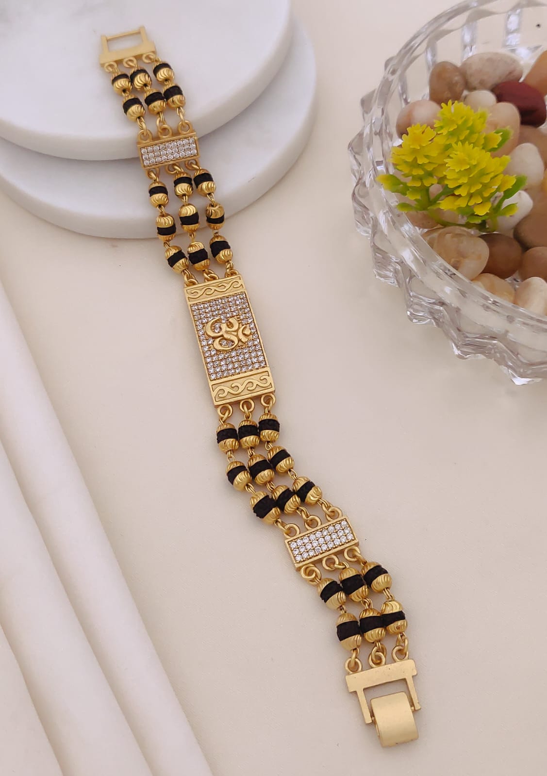Men's Gold & Black Rudraksha Bracelet 002