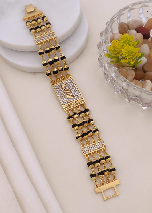 Gold luxury 4-line Rudraksha bracelet for men by RF Jewellery
