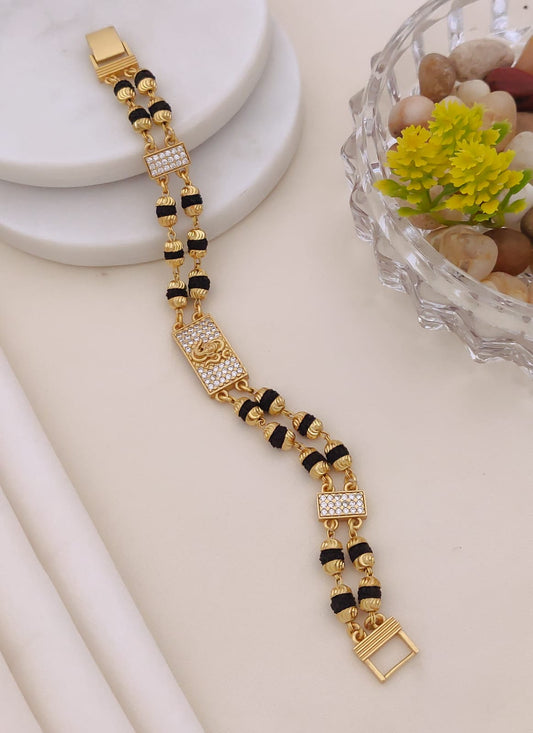 Gold Luxury 2 Line Rudraksha Bracelet for Men 001