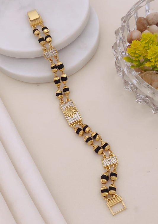 Gold Luxury 2 Line Rudraksha Bracelet for Men 002