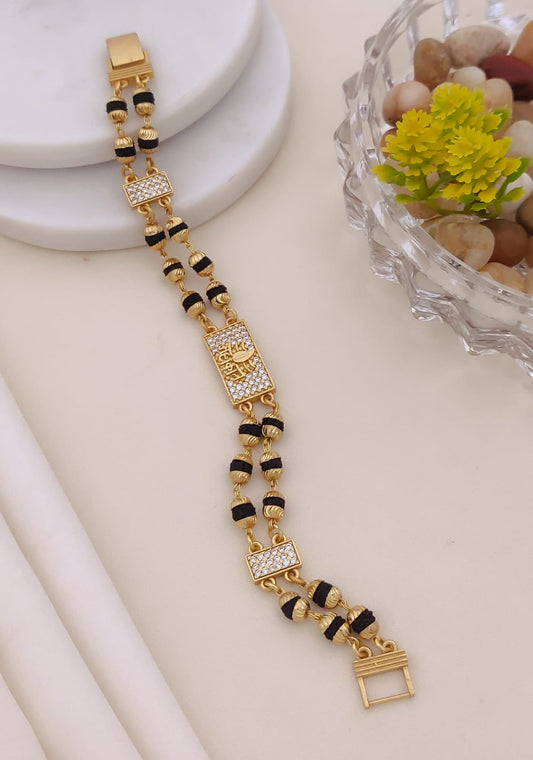 Gold Luxury 2 Line Rudraksha Bracelet for Men 006