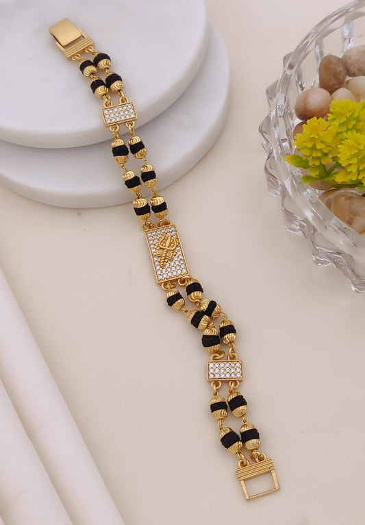 Gold Luxury 2 Line Rudraksha Bracelet for Men 004