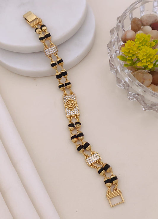 Gold Luxury 2 Line Rudraksha Bracelet for Men 005