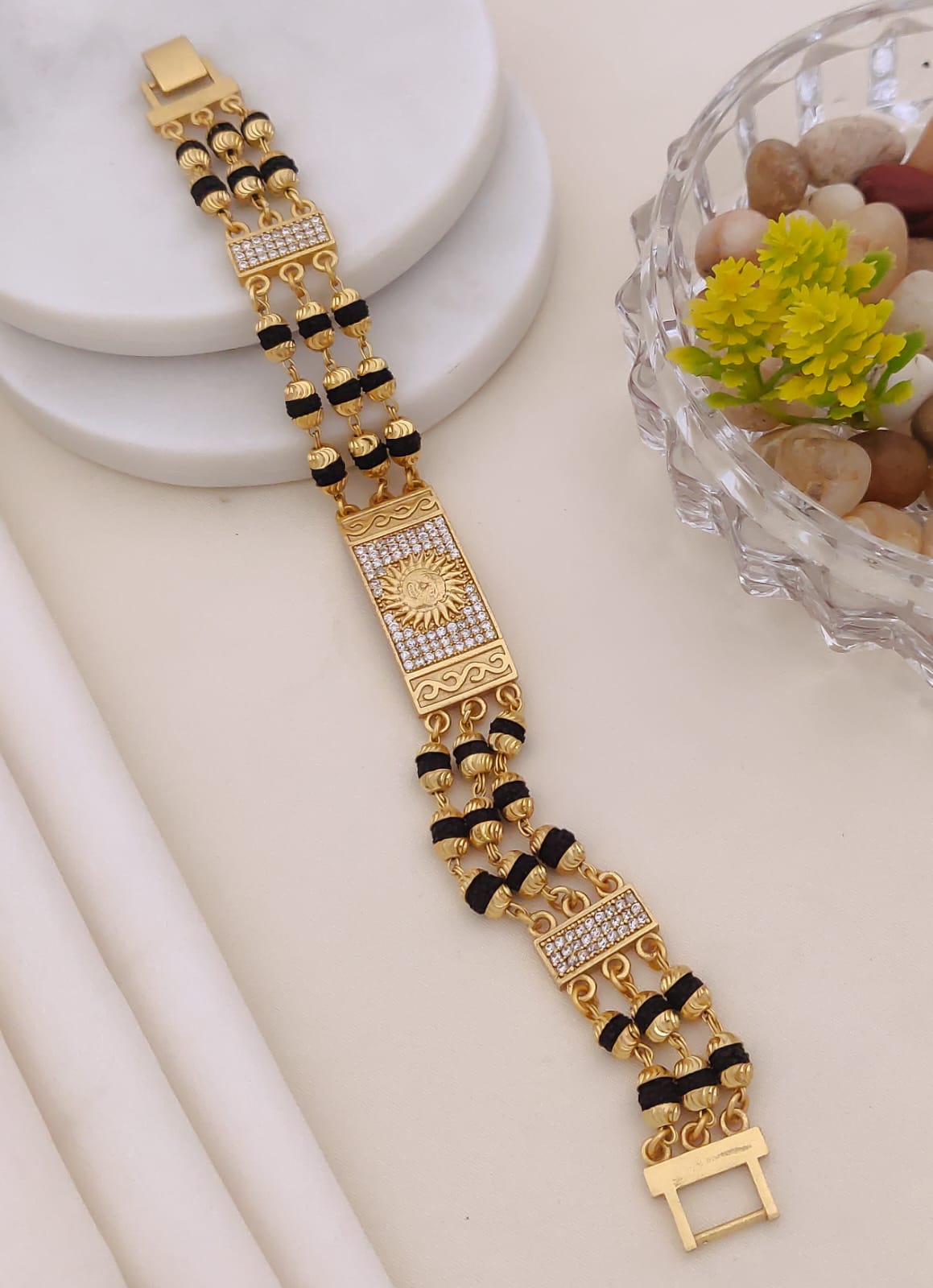 Men's Gold & Black Rudraksha Bracelet 006