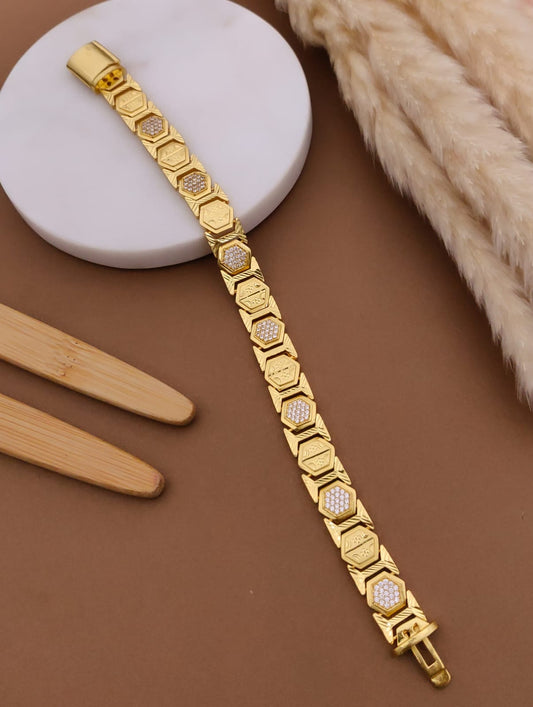Crystal Studded Premium Link Gold Bracelet For Men 003