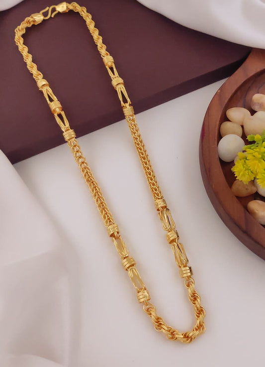 Men's Gold-Tone Rope & Cross Bead Chain 016