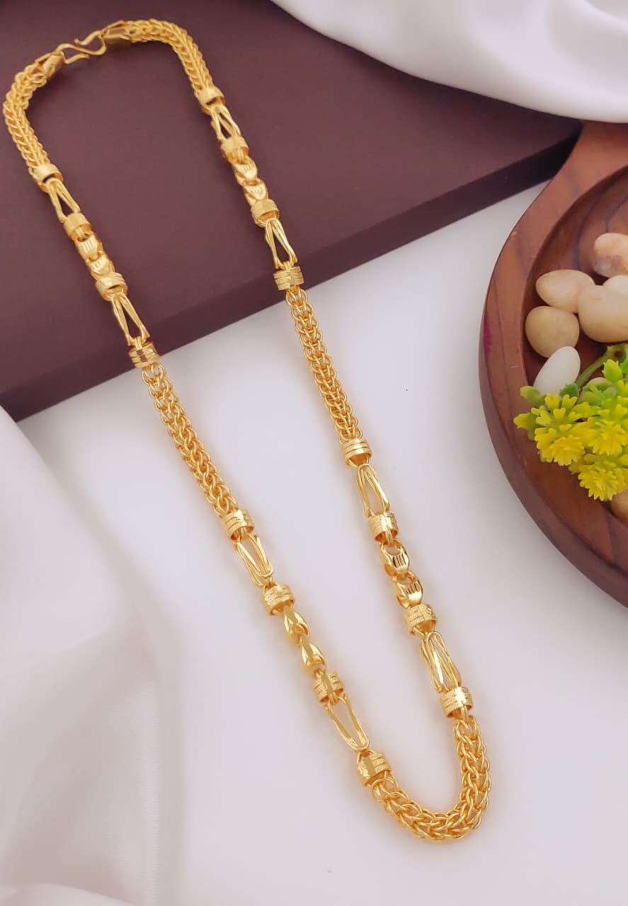 Men's Gold-Tone Faceted Bead Chain 004