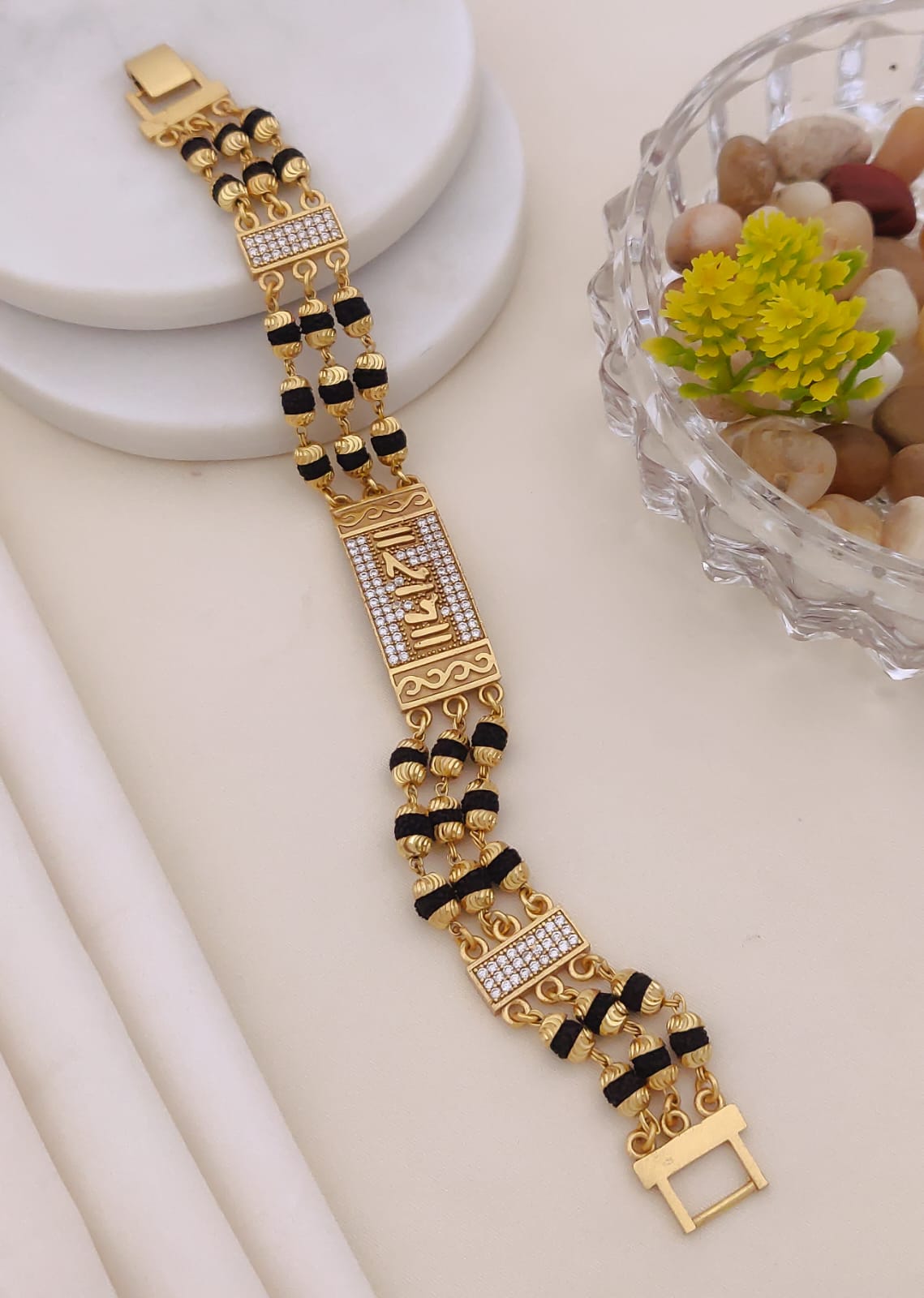 Men's Gold & Black Rudraksha Bracelet 003